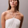 Vestido Midi com Decote Halter em Sarja de Algodão Vestido Midi com Decote Halter em Sarja de Algodão