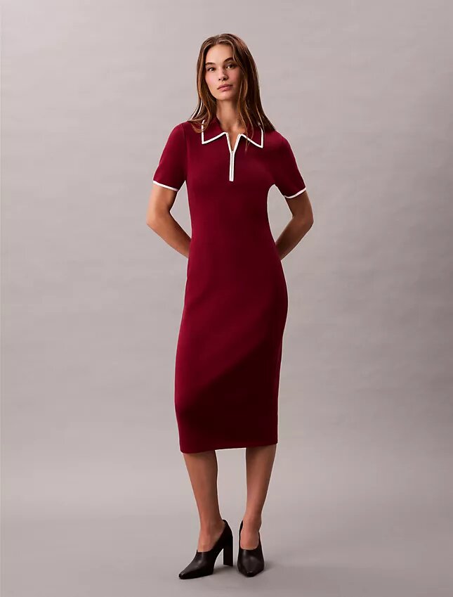 Vestido Midi com Detalhes em Blocos de Cor Vestido Midi com Detalhes em Blocos de Cor