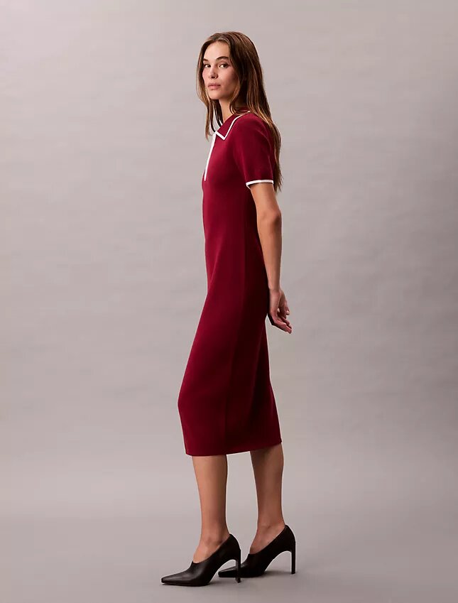 Vestido Midi com Detalhes em Blocos de Cor Vestido Midi com Detalhes em Blocos de Cor