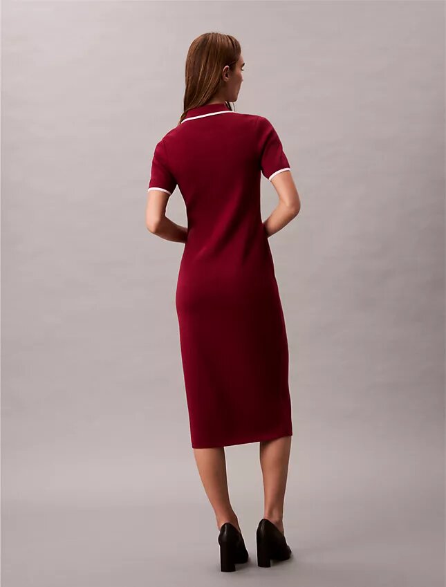 Vestido Midi com Detalhes em Blocos de Cor Vestido Midi com Detalhes em Blocos de Cor