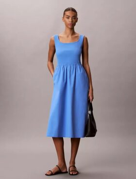 Vestido Midi com Franzido