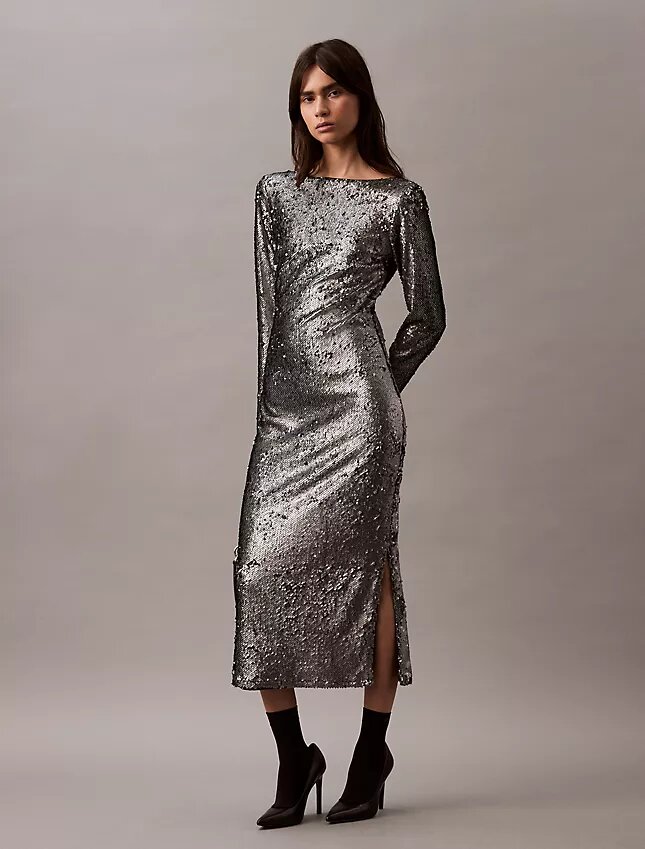 Vestido Midi com Lantejoulas Vestido Midi com Lantejoulas