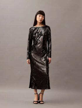 Vestido Midi com Lantejoulas