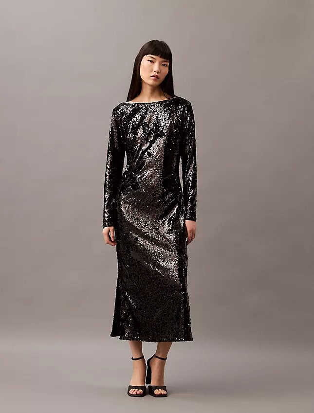 Vestido Midi com Lantejoulas Vestido Midi com Lantejoulas