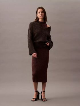 Vestido Midi com Lurex