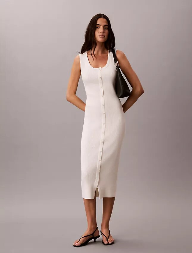 Vestido Midi de Algodão Suave Vestido Midi de Algodão Suave