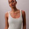 Vestido Midi de Mistura de Linho com Decote Redondo Vestido Midi de Mistura de Linho com Decote Redondo
