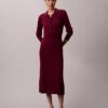 Vestido Midi em Algodão Liso com Canelado Vestido Midi em Algodão Liso com Canelado
