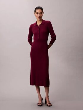 Vestido Midi em Algodão Liso com Canelado