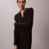 Vestido Midi em Algodão Liso com Canelado Vestido Midi em Algodão Liso com Canelado