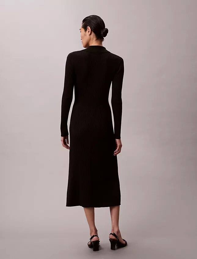 Vestido Midi em Algodão Liso com Canelado Vestido Midi em Algodão Liso com Canelado