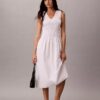 Vestido Midi em Popeline de Algodão