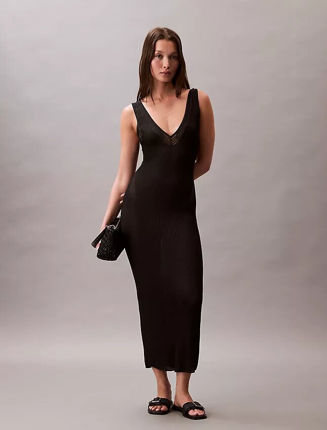 Vestido Midi em Viscoza Canelada Vestido Midi em Viscoza Canelada
