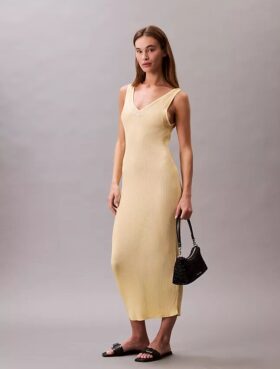 Vestido Midi em Viscoza Canelada