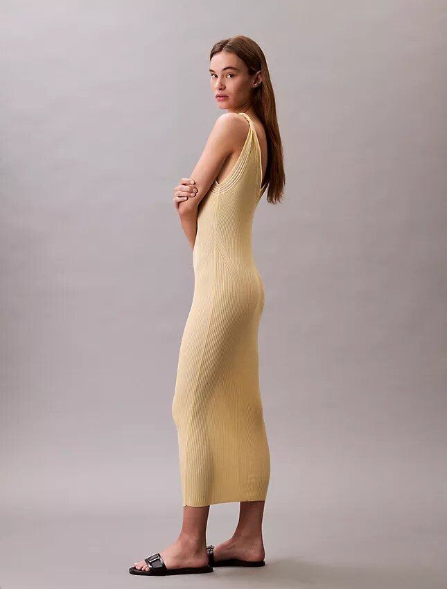 Vestido Midi em Viscoza Canelada Vestido Midi em Viscoza Canelada