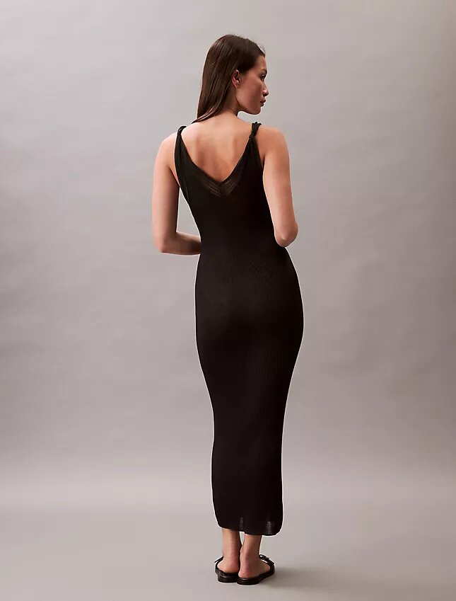 Vestido Midi em Viscoza Canelada Vestido Midi em Viscoza Canelada