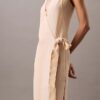 Vestido Midi Envolvente com Riscas Fluidas Vestido Midi Envolvente com Riscas Fluidas