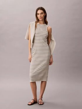 Vestido Midi Monologo com Risca Canelada