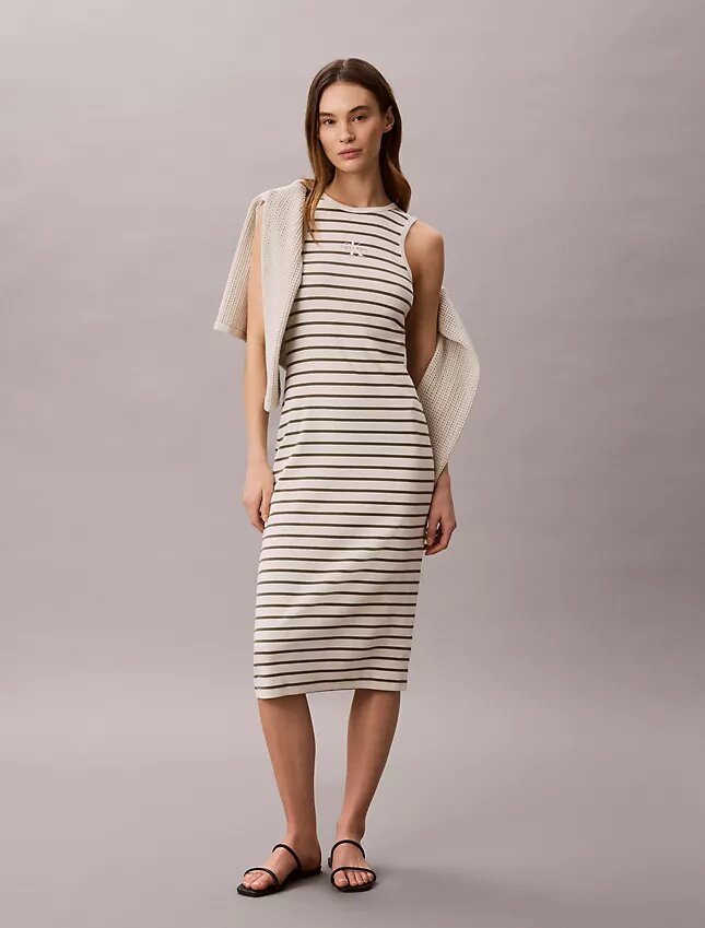 Vestido Midi Monologo com Risca Canelada Vestido Midi Monologo com Risca Canelada