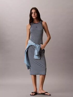 Vestido Midi Monologo com Risca Canelada