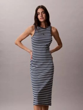 Vestido Midi Monologo com Risca Canelada