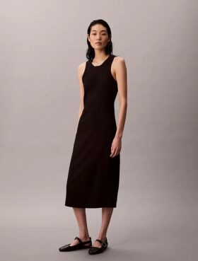 Vestido Midi Sem Mangas com Logótipo Calvin Klein