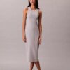 Vestido Midi Sem Mangas com Logótipo Calvin Klein Vestido Midi Sem Mangas com Logótipo Calvin Klein