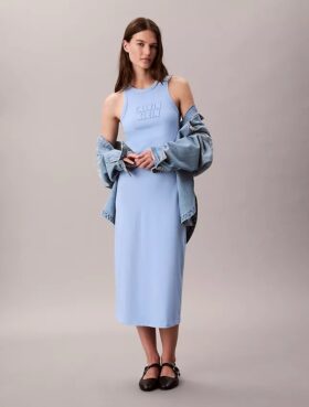 Vestido Midi Sem Mangas com Logótipo Calvin Klein