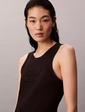 Vestido Midi Sem Mangas com Logótipo Calvin Klein