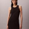 Vestido Midi Sem Mangas com Logótipo Calvin Klein Vestido Midi Sem Mangas com Logótipo Calvin Klein