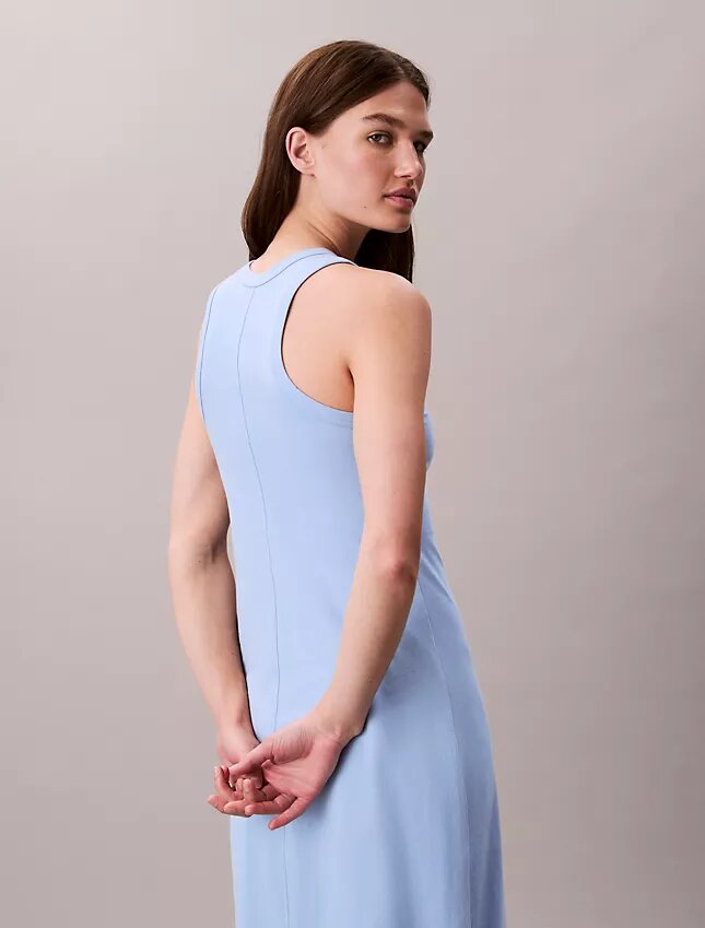 Vestido Midi Sem Mangas com Logótipo Calvin Klein Vestido Midi Sem Mangas com Logótipo Calvin Klein