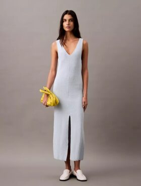 Vestido Midi Sem Mangas em Bouclé
