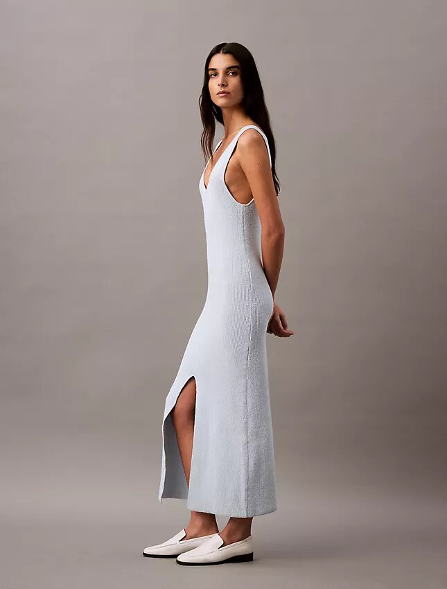 Vestido Midi Sem Mangas em Bouclé Vestido Midi Sem Mangas em Bouclé