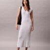 Vestido midi sem mangas em malha Vestido midi sem mangas em malha
