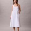 Vestido midi sem mangas em popeline de algodão Vestido midi sem mangas em popeline de algodão