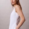 Vestido midi sem mangas em popeline de algodão Vestido midi sem mangas em popeline de algodão