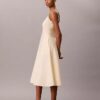 Vestido midi sem mangas em popeline de algodão Vestido midi sem mangas em popeline de algodão