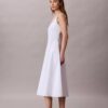 Vestido midi sem mangas em popeline de algodão Vestido midi sem mangas em popeline de algodão