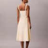 Vestido midi sem mangas em popeline de algodão Vestido midi sem mangas em popeline de algodão