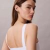 Vestido midi sem mangas em popeline de algodão Vestido midi sem mangas em popeline de algodão