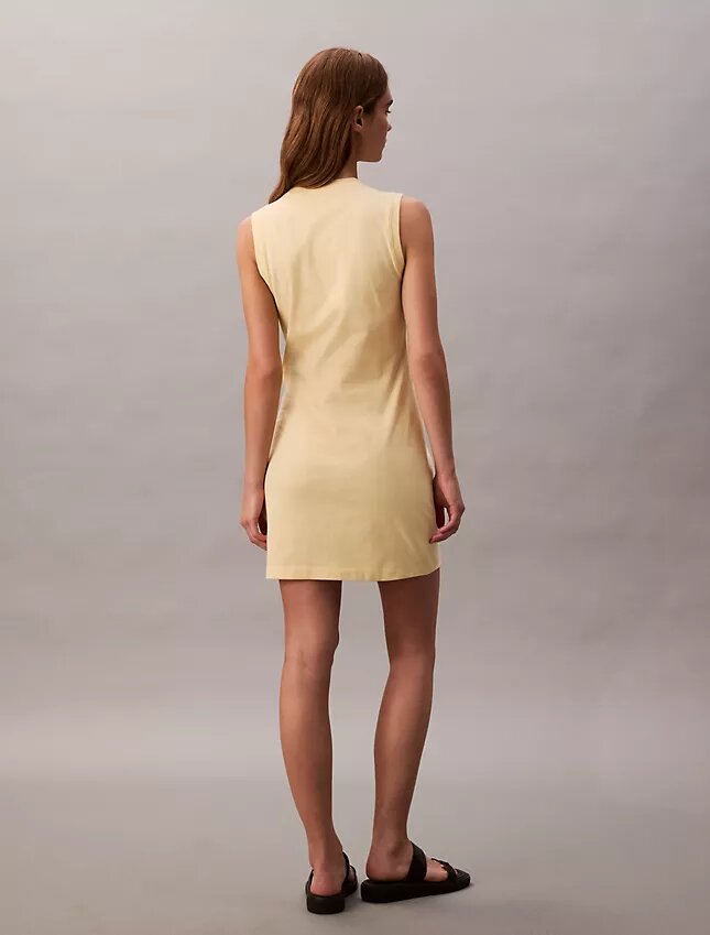 Vestido mini sem mangas com logótipo gráfico Vestido mini sem mangas com logótipo gráfico