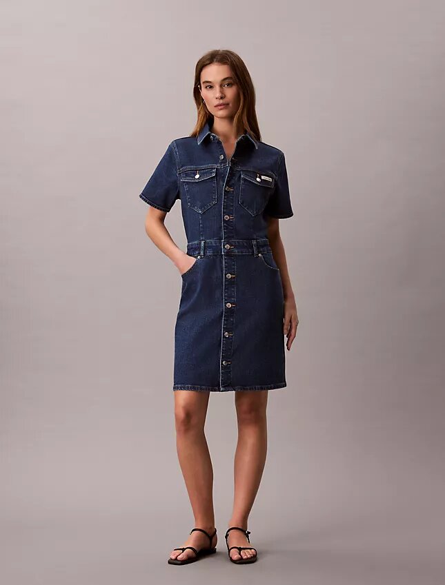 Vestido Mini Trucker em Denim Vestido Mini Trucker em Denim