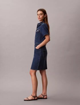 Vestido Mini Trucker em Denim