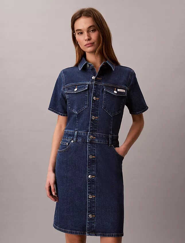 Vestido Mini Trucker em Denim Vestido Mini Trucker em Denim