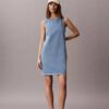Vestido reto em Denim com decote em V Vestido reto em Denim com decote em V