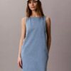 Vestido reto em Denim com decote em V Vestido reto em Denim com decote em V