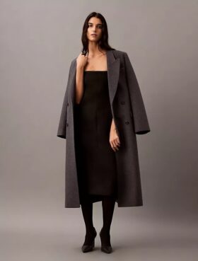 Vestido sem alças em mistura de lã escovada Vestido sem alças em mistura de lã escovada