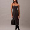 Vestido sem alças em mistura de lã escovada Vestido sem alças em mistura de lã escovada
