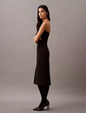 Vestido sem alças em mistura de lã escovada Vestido sem alças em mistura de lã escovada