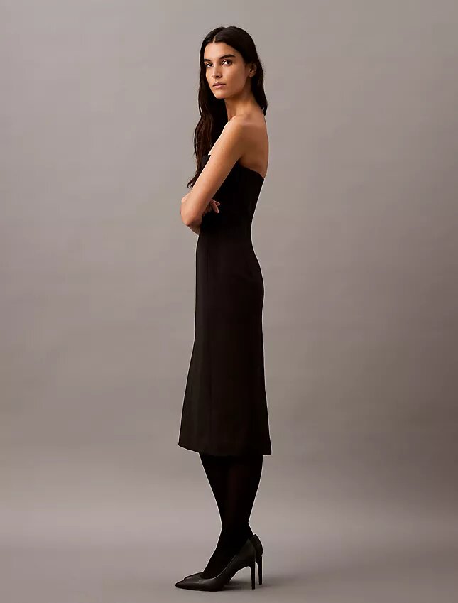 Vestido sem alças em mistura de lã escovada Vestido sem alças em mistura de lã escovada